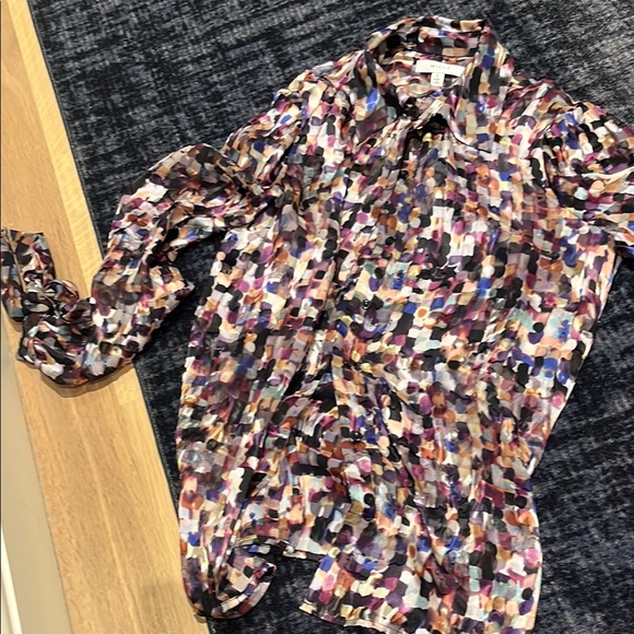 Milly Blue and Purple Button Down Shirt with Relaxed Fit - Picture 1 of 3